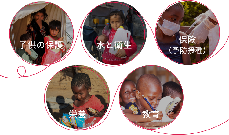 子供の保護・水と衛生・保険(予防接種)・栄養・教育